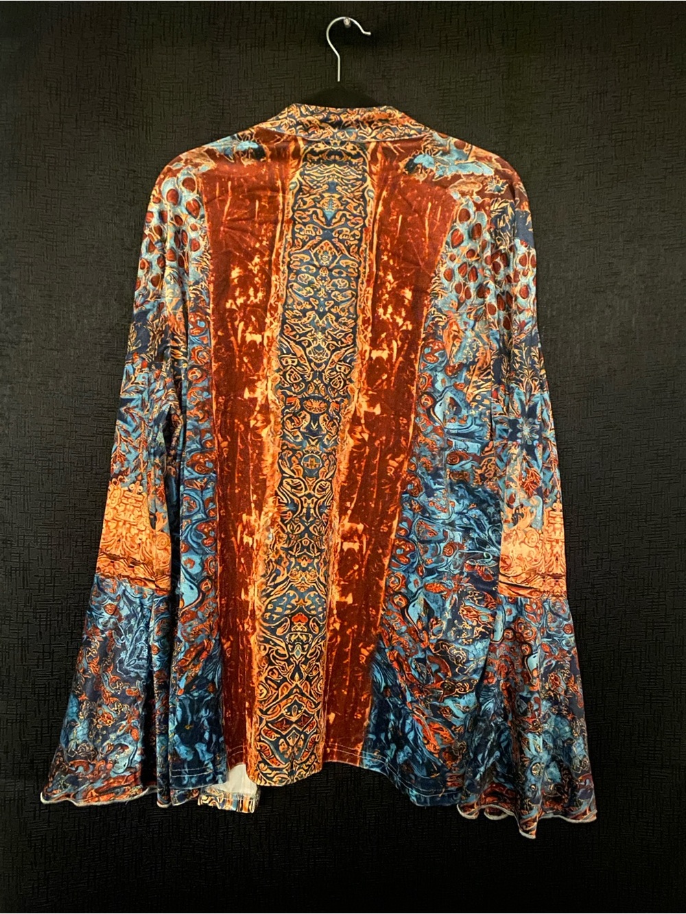 NWOT - Velvet Patchwork Cardigan with Flare Sleeves
